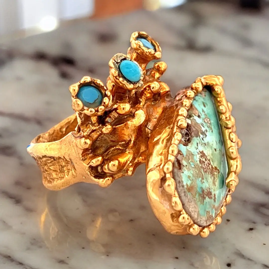 Gold Turquoise Ring - Natural Turquoise Ring, December Birthstone Ring –  Adina Stone Jewelry